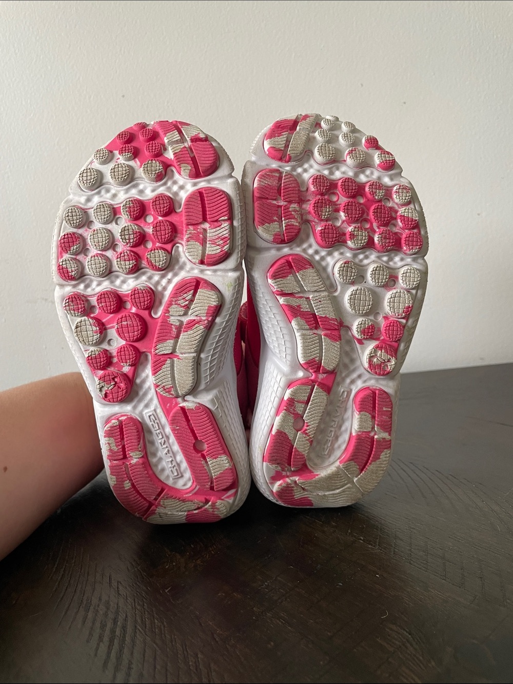 LIKE NEW - Under Armour Kids Pink and White Athletic Sneakers - Picture 5 of 7
